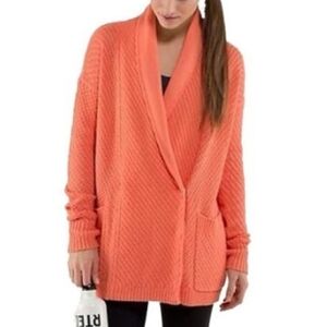 Lululemon Post Practice Coral Pink Cardigan Sweater - M